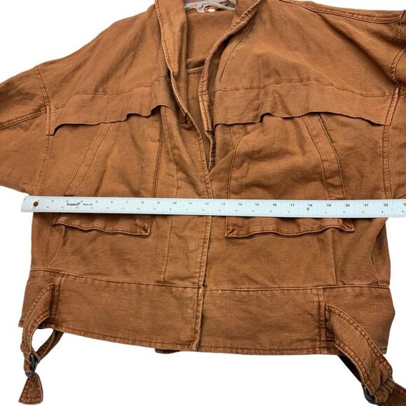 Free People Utility Cargo Jacket Burnt Orange Tan Sz M - Picture 9 of 15